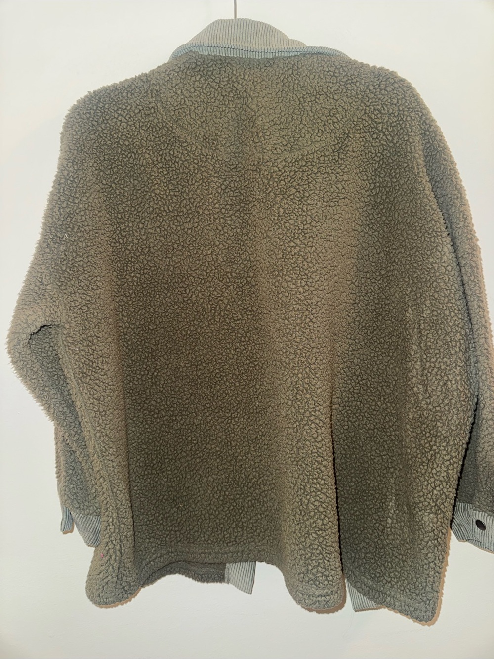 Olive Green Sherpa Fleece Jacket - Picture 2 of 4
